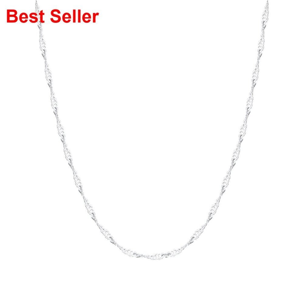 925 Sterling Silver Singapore Chain Necklace with Lobster Clasp